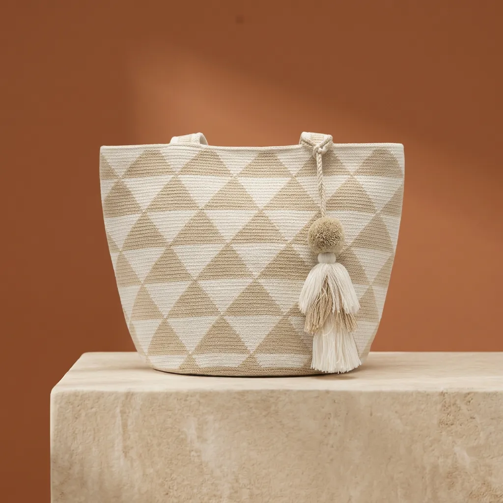 Mochila Tote Wayúu "Triángulos del Desierto" - Imagen 5